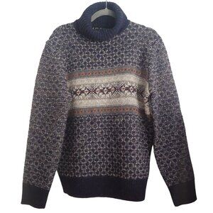 J. Crew Navy and Cream Fair Isle Turtleneck Sweater